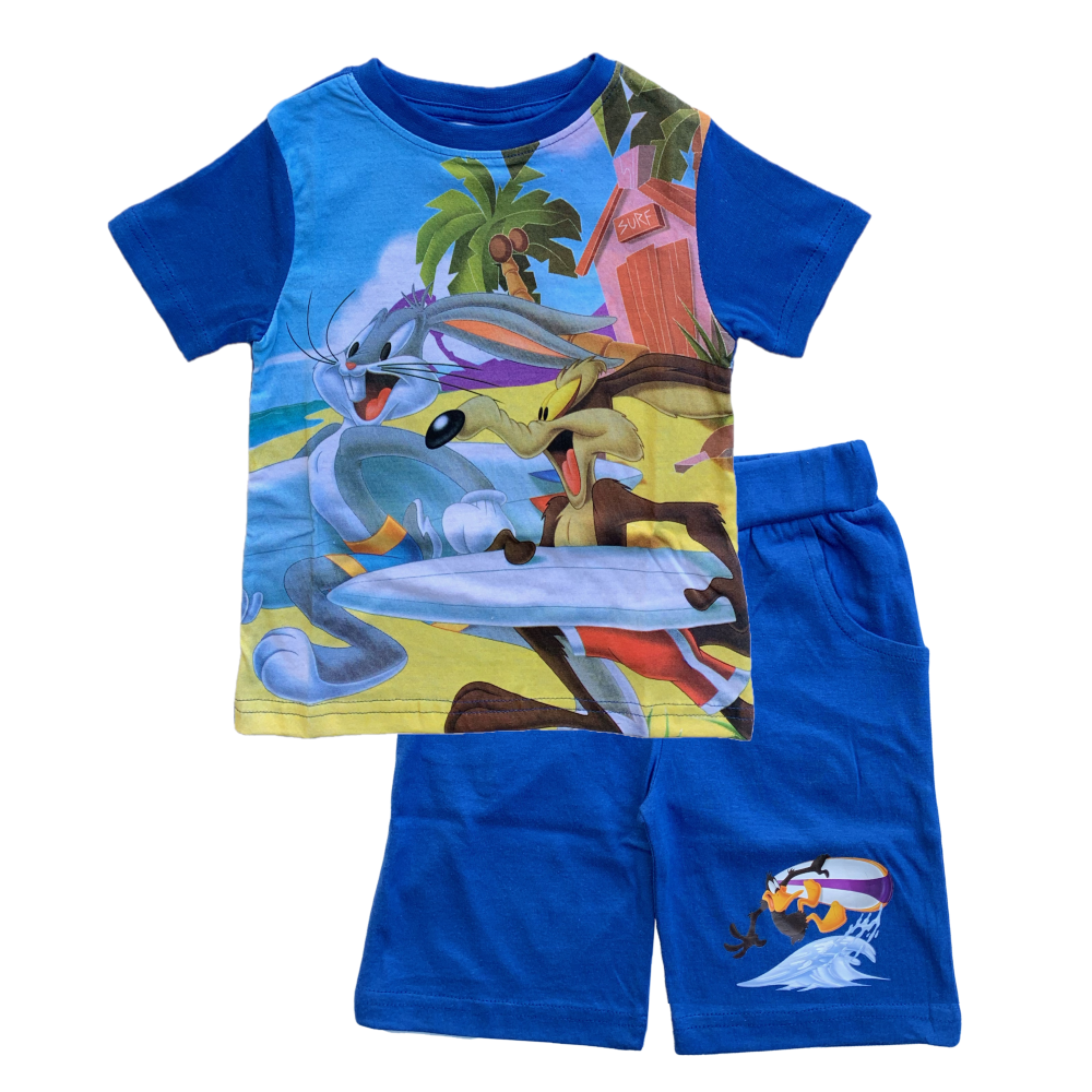 COMPLETO ESTIVO LOONEY TUNES BUGS BUNNY WILLY IL COYOTE SHORT + T-SHIRT  BAMBINO 3/8 ANNI - LOO21-0594 (anni 05)