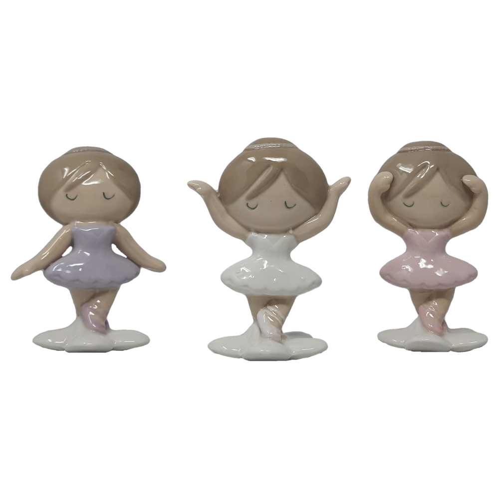 Bomboniera statuina ballerina in porcellana assortita in tre colori oggetti  per cerimonie Ilary Queen personalizzanili - IQ3099
