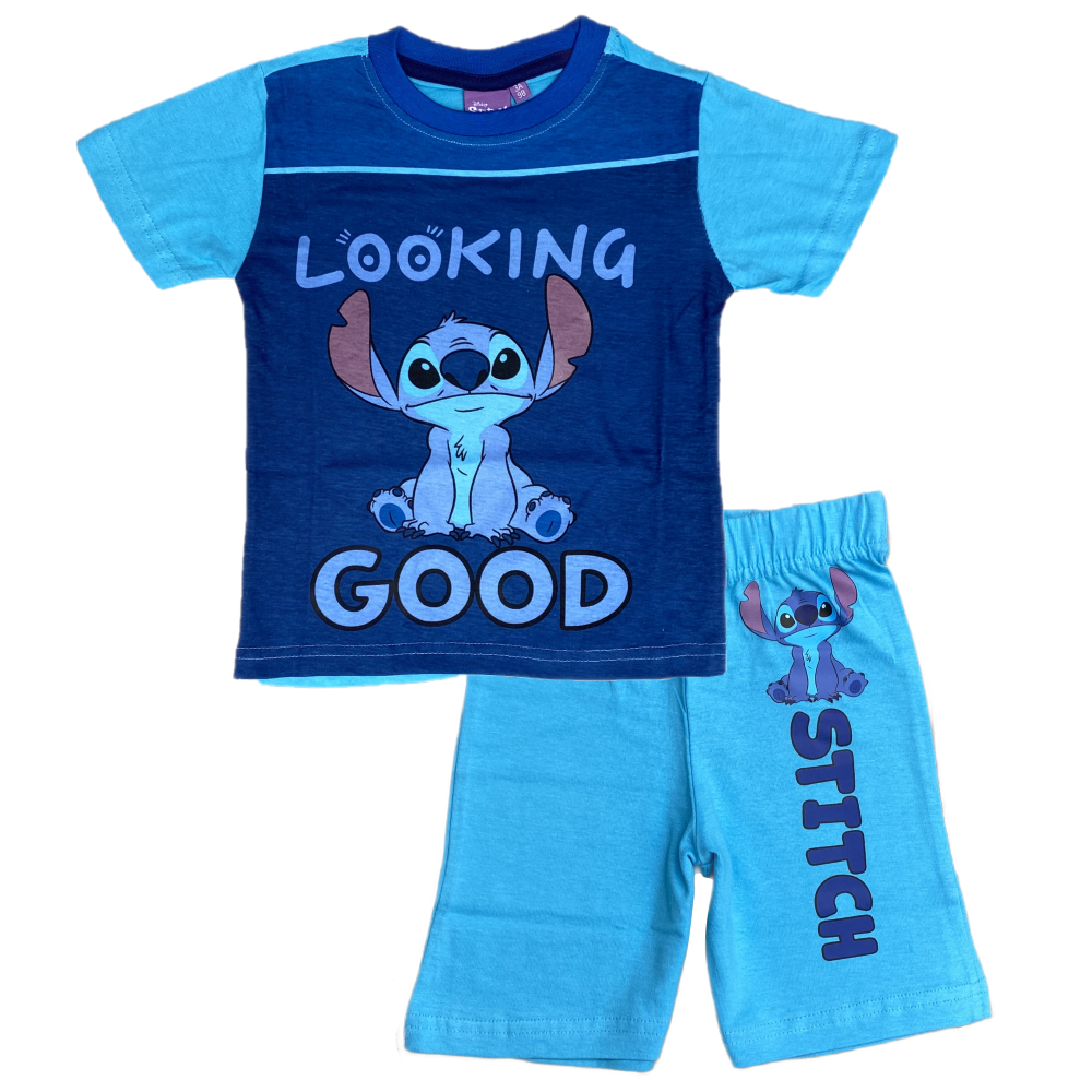 Pigiama Estivo Stitch Disney T-Shirt maniche corte Short 100% Cotone  Bambino - LIL23-0398 (anni 06)